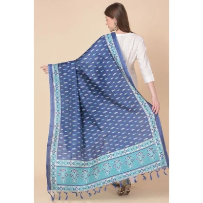 Women's Art Silk Printed Dupatta (Blue, Length: 2.25 to 2.50 Mtr) - Image 5