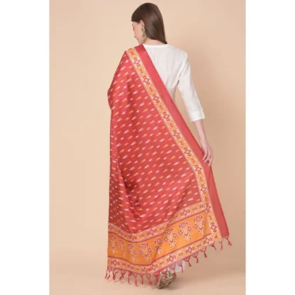 Women's Art Silk Printed Dupatta (Red, Length: 2.25 to 2.50 Mtr) - Image 4