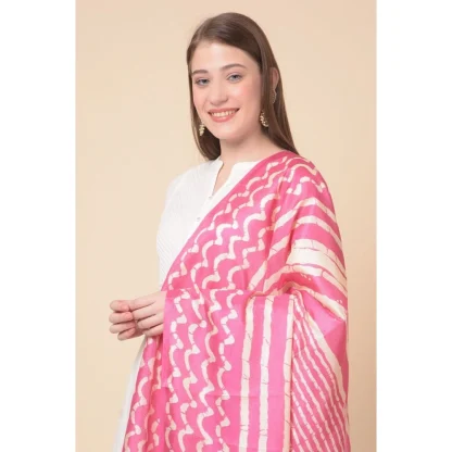 Women's Art Silk Printed Dupatta (Pink, Length: 2.25 to 2.50 Mtr) - Image 2