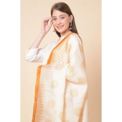 Women's Art Silk Printed Dupatta (Orange, Length: 2.25 to 2.50 Mtr) - Image 3