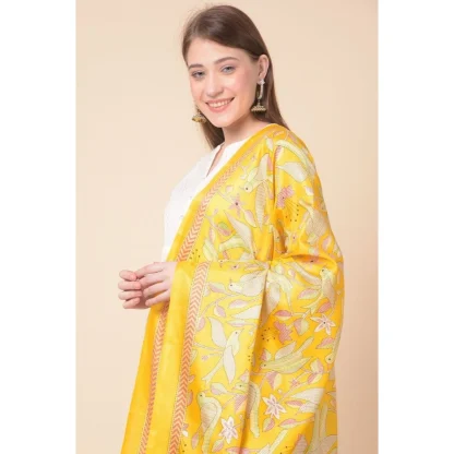 Women's Art Silk Printed Dupatta (Yellow, Length: 2.25 to 2.50 Mtr) - Image 3