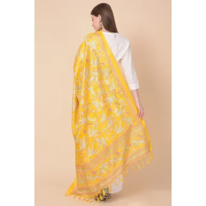 Women's Art Silk Printed Dupatta (Yellow, Length: 2.25 to 2.50 Mtr) - Image 5