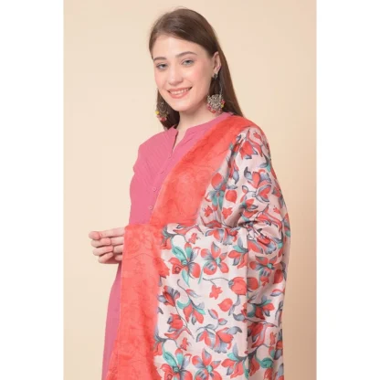 Women's Art Silk Printed Dupatta (Red, Length: 2.25 to 2.50 Mtr) - Image 3