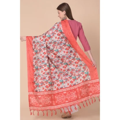 Women's Art Silk Printed Dupatta (Red, Length: 2.25 to 2.50 Mtr) - Image 5