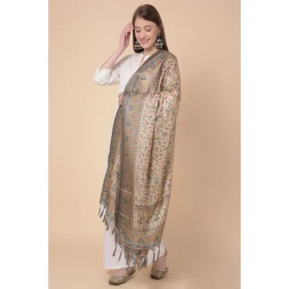 Women's Art Silk Printed Dupatta (Light Brown, Length: 2.25 to 2.50 Mtr) - Image 4