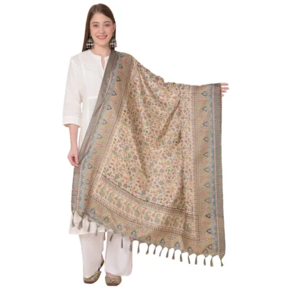 Women's Art Silk Printed Dupatta (Light Brown, Length: 2.25 to 2.50 Mtr)