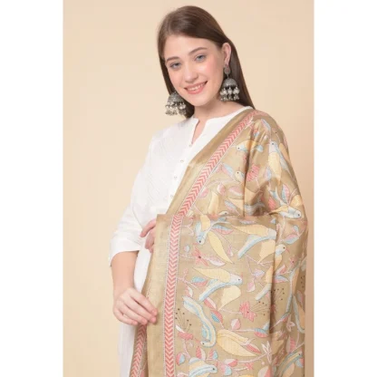 Women's Art Silk Printed Dupatta (Light Brown, Length: 2.25 to 2.50 Mtr) - Image 2