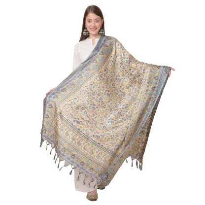 Women's Art Silk Printed Dupatta (Grey, Length: 2.25 to 2.50 Mtr)