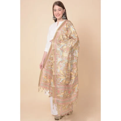 Women's Art Silk Printed Dupatta (Light Brown, Length: 2.25 to 2.50 Mtr) - Image 3