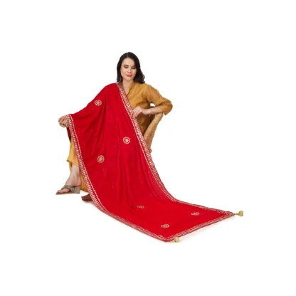 Women's Velvet Gotta Patti Dupatta (Pink, Length: 2.25 to 2.50 Mtr) - Image 2