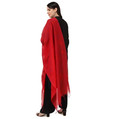 Women's Cotton Embroidered Dupatta (Red, Length: 2.25 to 2.50 Mtr) - Image 5