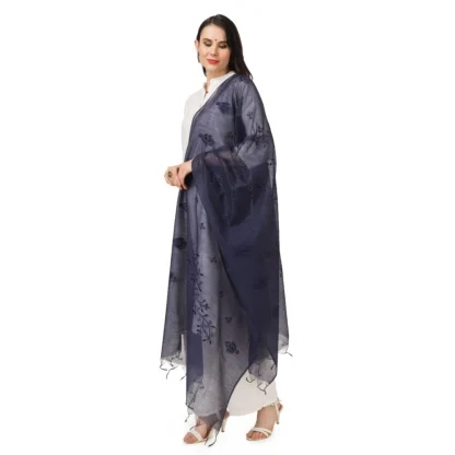 Women's Cotton Embroidered Dupatta (Dark Blue, Length: 2.25 to 2.50 Mtr) - Image 5