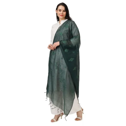 Women's Cotton Embroidered Dupatta (Green, Length: 2.25 to 2.50 Mtr) - Image 5