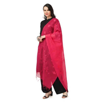 Women's Cotton Embroidered Dupatta (Maroon, Length: 2.25 to 2.50 Mtr) - Image 5