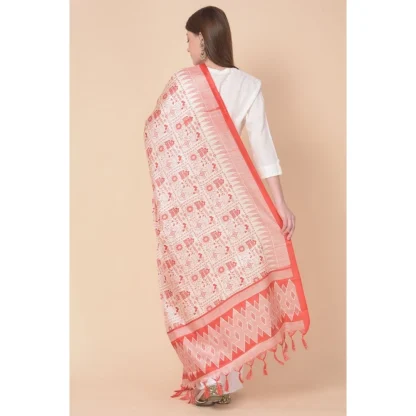 Women's Art Silk Printed Dupatta (Orange, Length: 2.25 to 2.50 Mtr) - Image 5