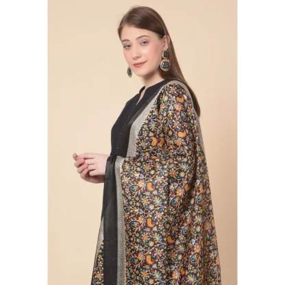 Women's Art Silk Printed Dupatta (Black, Length: 2.25 to 2.50 Mtr) - Image 3