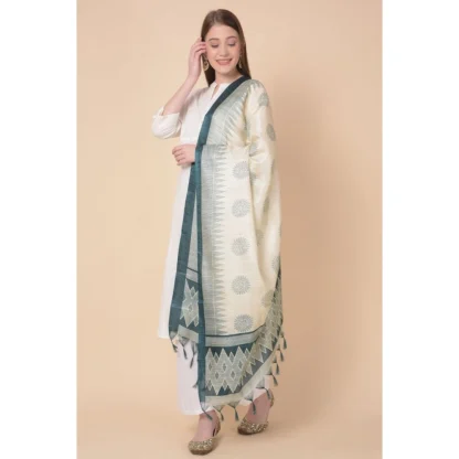 Women's Art Silk Printed Dupatta (Grey, Length: 2.25 to 2.50 Mtr) - Image 2