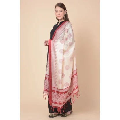 Women's Art Silk Printed Dupatta (Maroon, Length: 2.25 to 2.50 Mtr) - Image 4