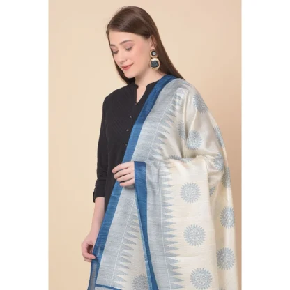 Women's Art Silk Printed Dupatta (Turquoise, Length: 2.25 to 2.50 Mtr) - Image 5