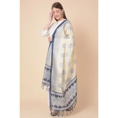 Women's Art Silk Printed Dupatta (Blue, Length: 2.25 to 2.50 Mtr) - Image 2