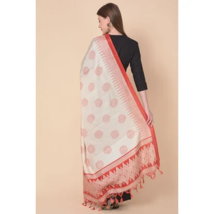 Women's Art Silk Printed Dupatta (Red, Length: 2.25 to 2.50 Mtr) - Image 4