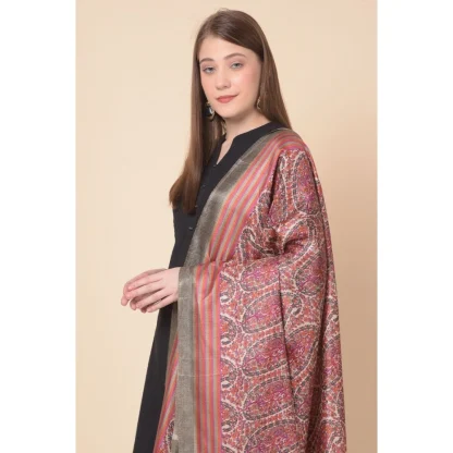 Women's Art Silk Printed Dupatta (Grey, Length: 2.25 to 2.50 Mtr) - Image 2