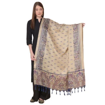 Women's Art Silk Printed Dupatta (Gold, Length: 2.25 to 2.50 Mtr)