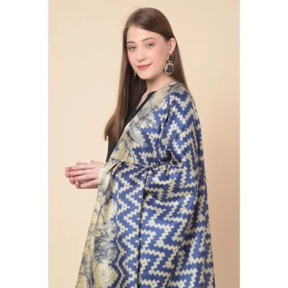 Women's Art Silk Printed Dupatta (Blue, Length: 2.25 to 2.50 Mtr) - Image 3