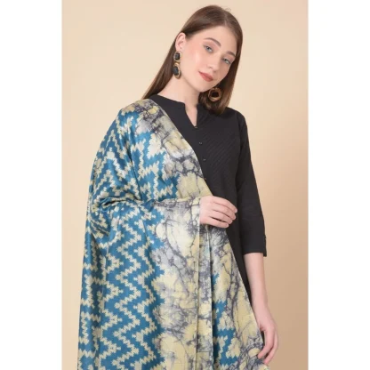 Women's Art Silk Printed Dupatta (Blue, Length: 2.25 to 2.50 Mtr) - Image 2