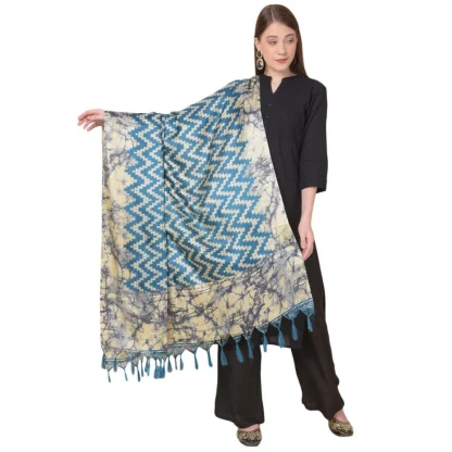 Women's Art Silk Printed Dupatta (Blue, Length: 2.25 to 2.50 Mtr)