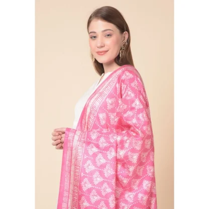 Women's Art Silk Printed Dupatta (Pink, Length: 2.25 to 2.50 Mtr) - Image 2