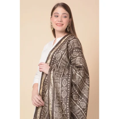 Women's Art Silk Printed Dupatta (Brown, Length: 2.25 to 2.50 Mtr) - Image 2