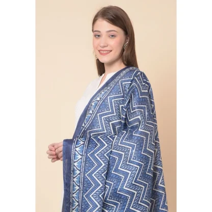 Women's Art Silk Printed Dupatta (Blue, Length: 2.25 to 2.50 Mtr) - Image 2