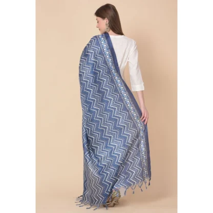 Women's Art Silk Printed Dupatta (Blue, Length: 2.25 to 2.50 Mtr) - Image 4