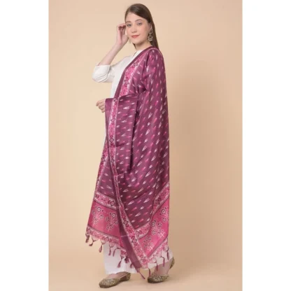 Women's Art Silk Printed Dupatta (Purple, Length: 2.25 to 2.50 Mtr) - Image 2