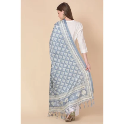 Women's Art Silk Printed Dupatta (Grey, Length: 2.25 to 2.50 Mtr) - Image 5