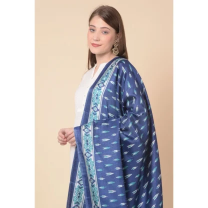 Women's Art Silk Printed Dupatta (Blue, Length: 2.25 to 2.50 Mtr) - Image 2