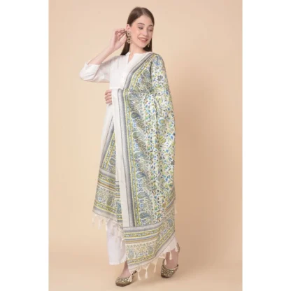 Women's Art Silk Printed Dupatta (Grey, Length: 2.25 to 2.50 Mtr) - Image 4