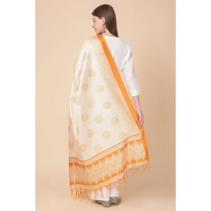 Women's Art Silk Printed Dupatta (Orange, Length: 2.25 to 2.50 Mtr) - Image 5