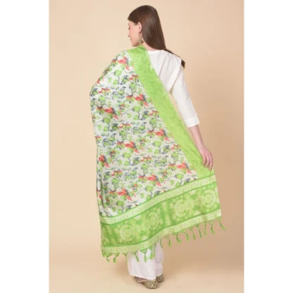 Women's Art Silk Printed Dupatta (Light Green, Length: 2.25 to 2.50 Mtr) - Image 5