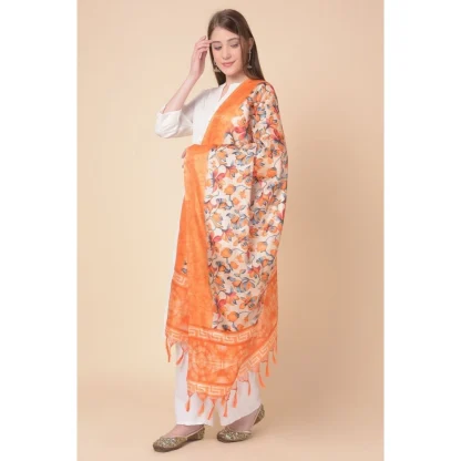 Women's Art Silk Printed Dupatta (Orange, Length: 2.25 to 2.50 Mtr) - Image 4