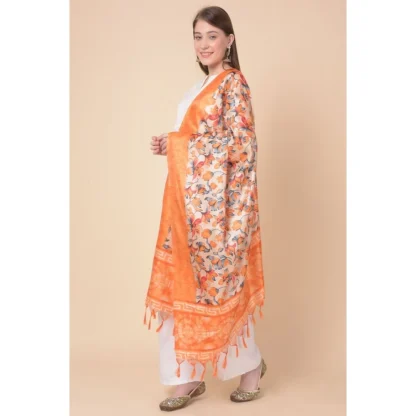 Women's Art Silk Printed Dupatta (Orange, Length: 2.25 to 2.50 Mtr) - Image 3