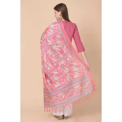 Women's Art Silk Printed Dupatta (Pink, Length: 2.25 to 2.50 Mtr) - Image 5