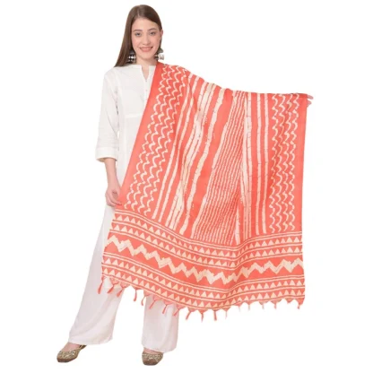 Women's Art Silk Printed Dupatta (Orange, Length: 2.25 to 2.50 Mtr)