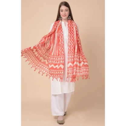 Women's Art Silk Printed Dupatta (Orange, Length: 2.25 to 2.50 Mtr) - Image 4