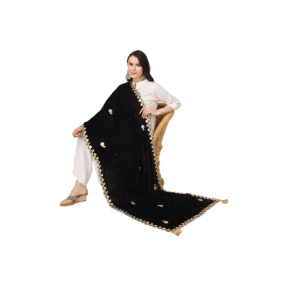 Women's Velvet Gotta Patti Dupatta (Black, Length: 2.25 to 2.50 Mtr) - Image 2