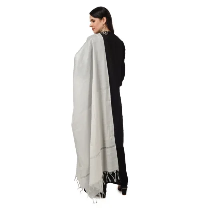 Women's Chanderi Solid Dupatta (White, Length: 2.25 to 2.50 Mtr) - Image 3