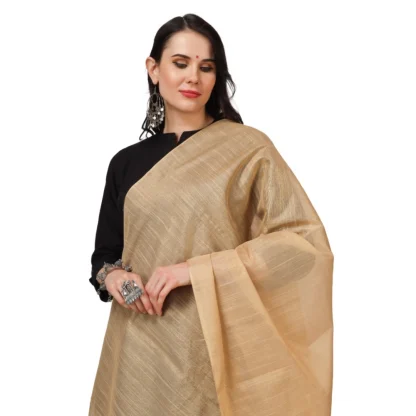 Women's Chanderi Solid Dupatta (Gold, Length: 2.25 to 2.50 Mtr) - Image 4