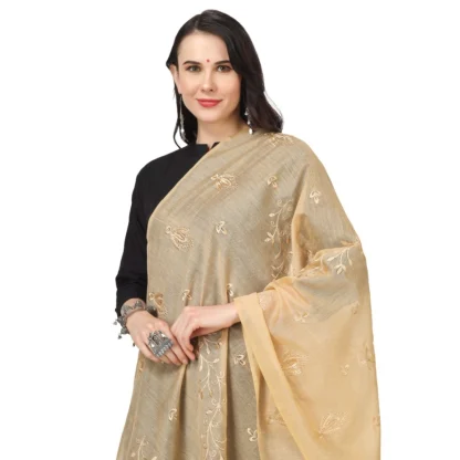 Women's Cotton Embroidered Dupatta (Gold, Length: 2.25 to 2.50 Mtr) - Image 4