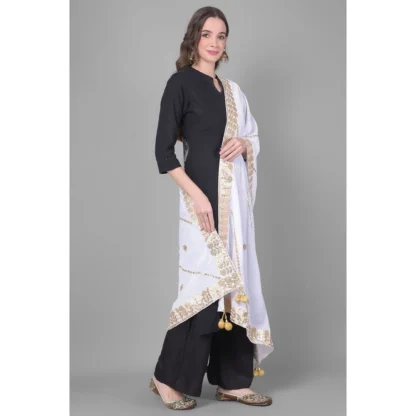 Women's Velvet Gotta Patti Dupatta (Off White, Length: 2.25 to 2.50 Mtr) - Image 3